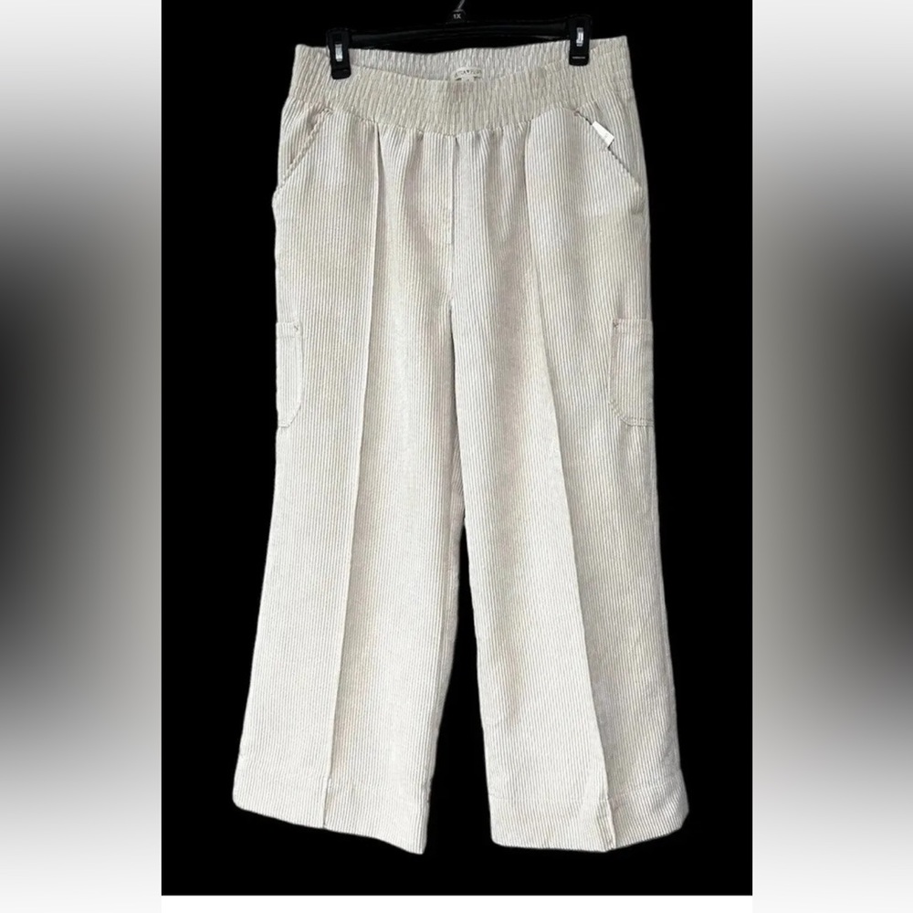 Women’s Ultra Flirt Plus Size Sweat Pant With Pockets New Wide leg 1X Ivory NWT